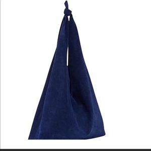 The Row Bindle Knot Blue Suede Leather Hobo Bag